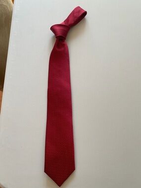 David Donahue Red Microdot Silk Tie